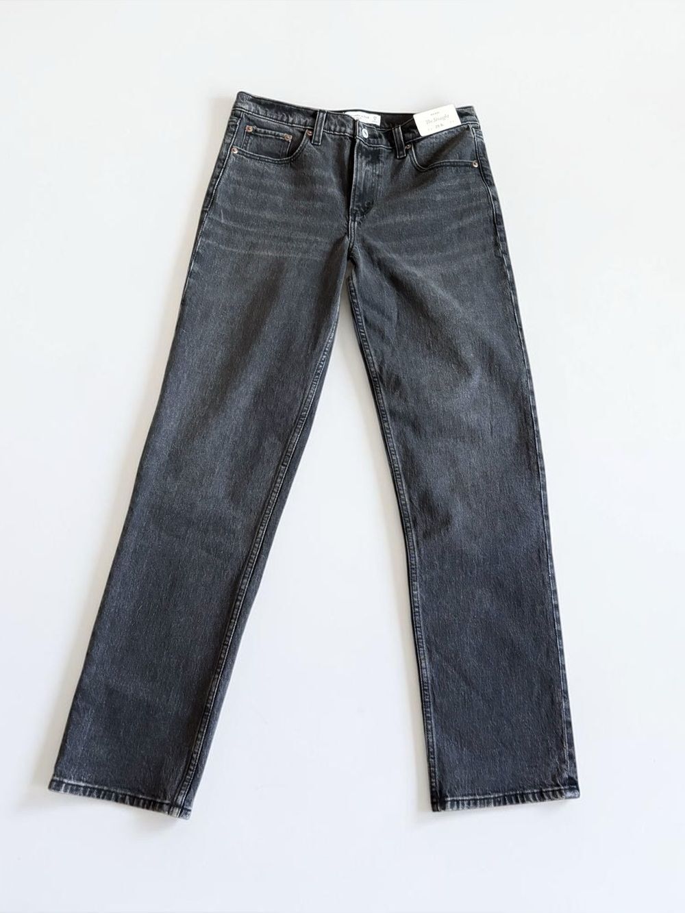 Abercrombie & Fitch The Straight Mid Rise Black Jeans Womens 29 8 NWT